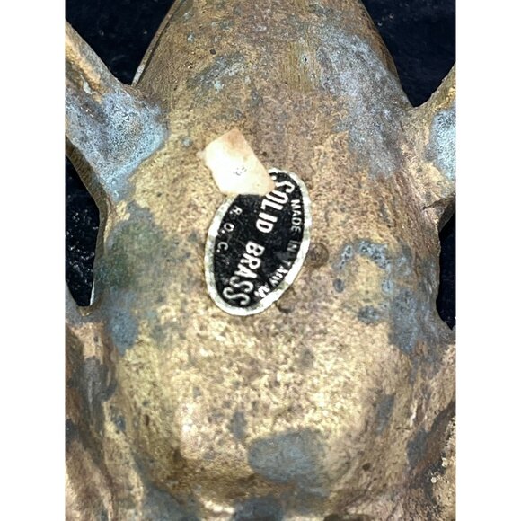 Solid Brass Frog Paperweight Trinket Holder Decor Figurine Sing Top India - Picture 5 of 8